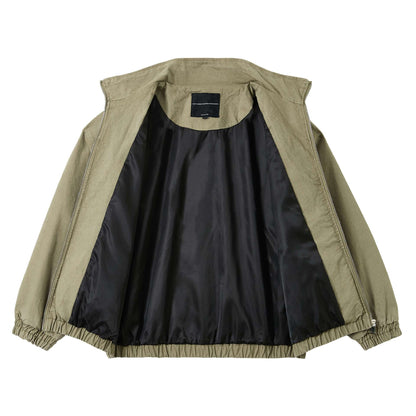 Unisex Short Canvas Field Jacket in Utility Look with High Stand Collar and Elastic Hem EVA-US