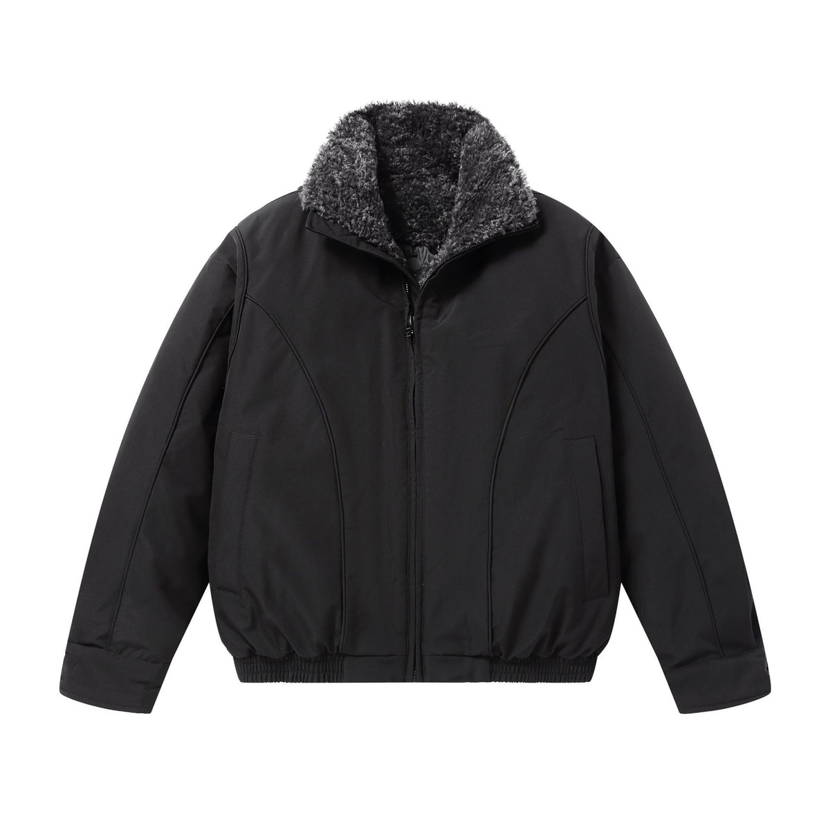 Men's short-cut thermal bomber jacket with high teddy collar EVA-US