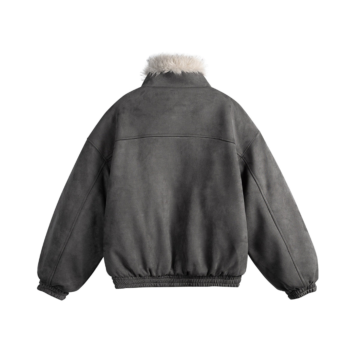 Ladies short cut velour imitation bomber jacket with teddy trim and adjustable neck strap EVA-US