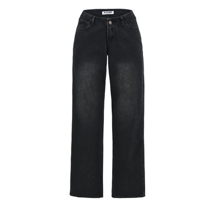 Women Highwaist Cropped Jeans with straight cut and wide leg EVA-US