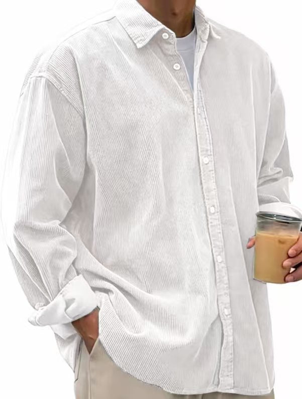 Men's casual cord shirt made of fine corduroy with oversized fit EVA-US