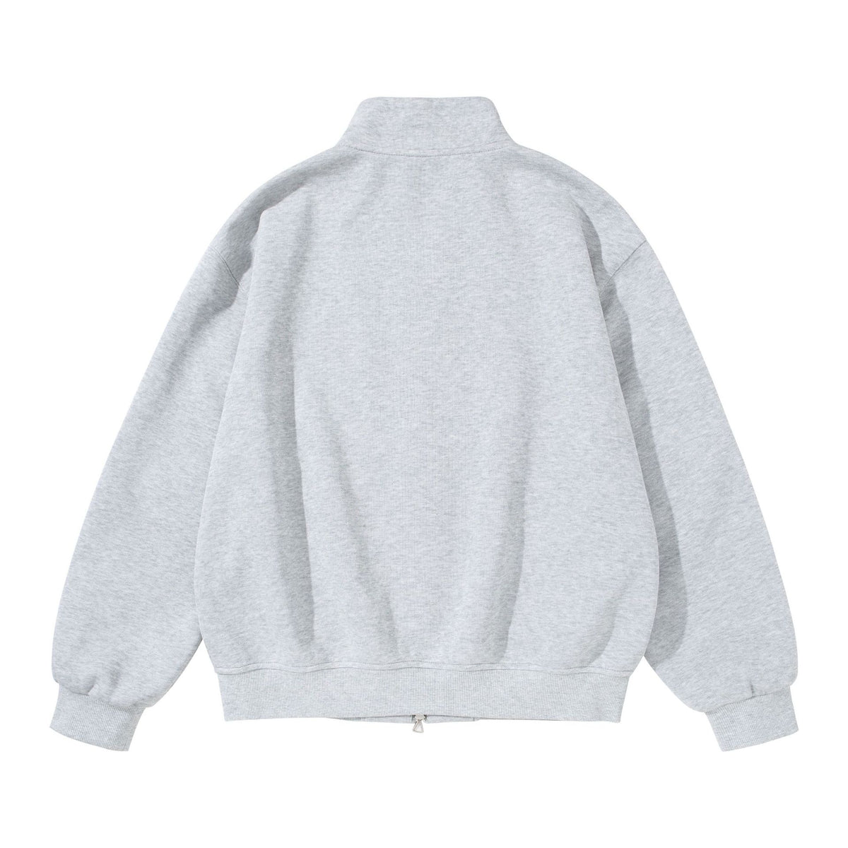 Unisex Oversized Sweat Jacket with Stand Collar, Two-Sided Zipper and Notable Half-Round Pockets EVA-US