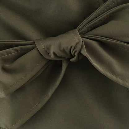 Women's Tailored Short Trench Coat with Tie Belt and Shoulder Patches EVA-US