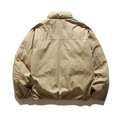 Men's boxy quilted field jacket with high stand collar and cargo pockets EVA-US