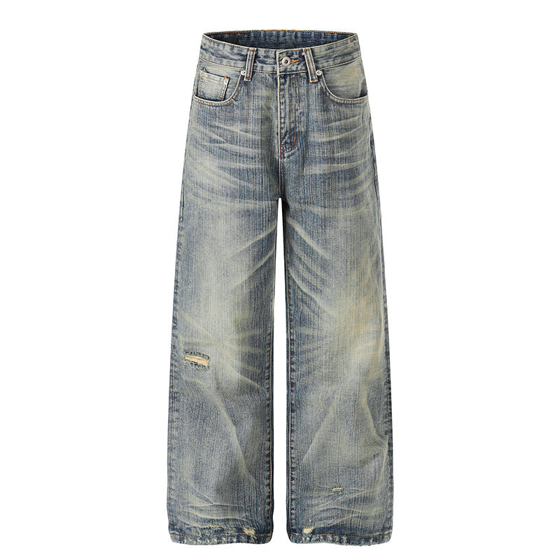 Women High-Waisted Wide-Leg Destroyed Jeans with Used Effect and Culotte Silhouette EVA-US