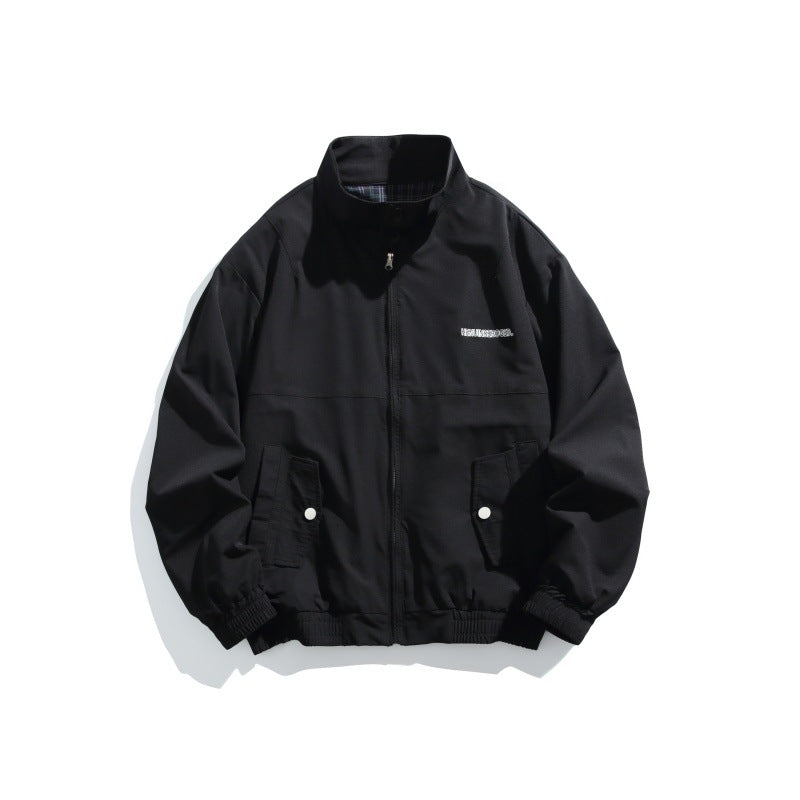 Men's Casual Boxy Blouson made of structured microfiber with stand-up collar, zipper and patched flap pockets EVA-US