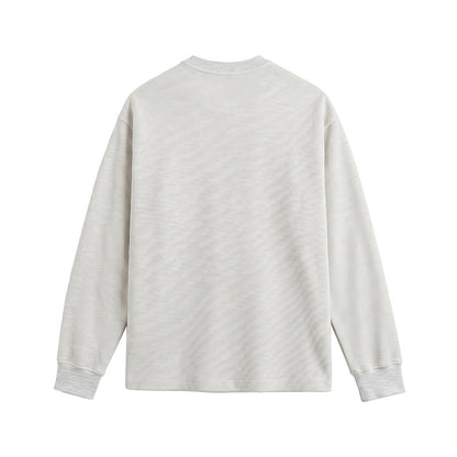 Unisex Loose fitting Henley sweatshirt with waffle texture and ribbed cuffs EVA-US