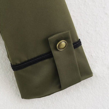 Women's Cropped Jacket in Sailor-Military Mix with Decorative Cords and Brass Buttons EVA-US
