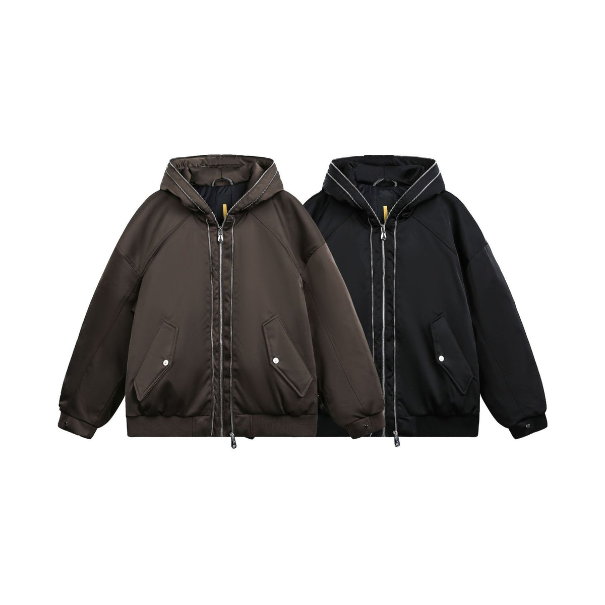Men's Padded Oversized Bomber Jacket with Hood and Double Zipper EVA-US