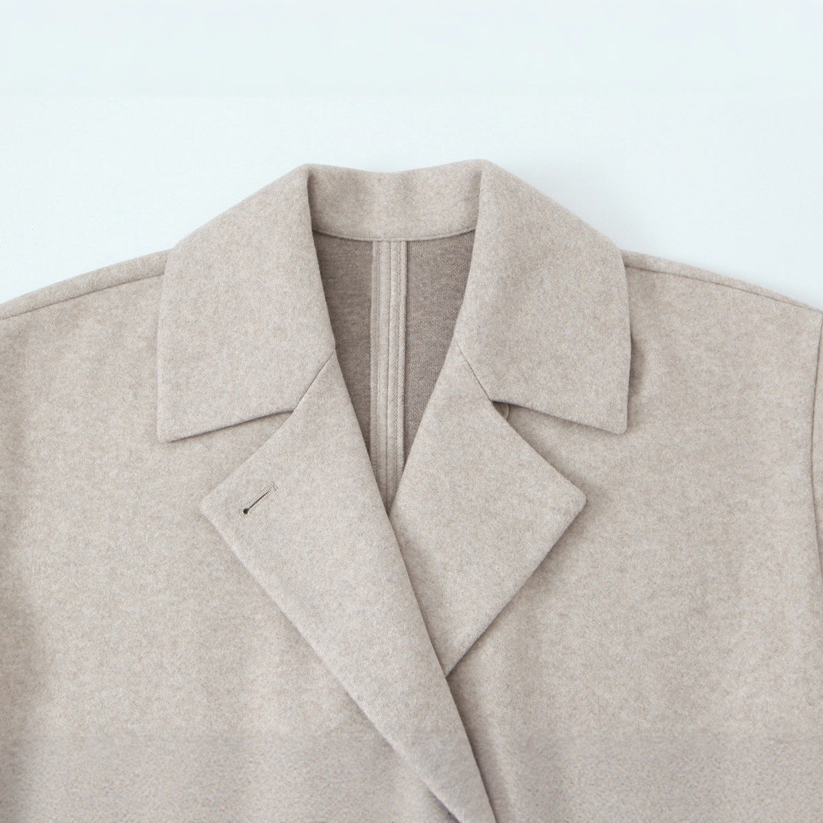 Women's Short-Cut Oversized Wool Blend Coat with Wide Shawl Collar EVA-US