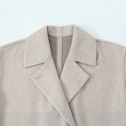 Women's Short-Cut Oversized Wool Blend Coat with Wide Shawl Collar EVA-US