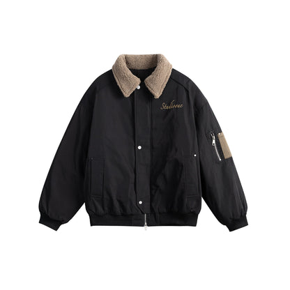 Unisex Padded Bomber Jacket with Teddy Collar and Utility Arm Pocket EVA-US