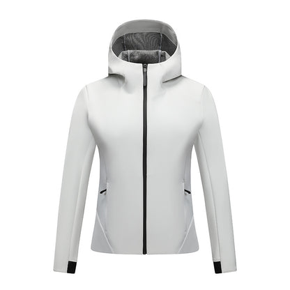 Women's softshell jacket with hood, tailored and windproof outdoor jacket EVA-US