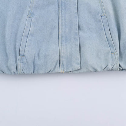 Women's short jacket made of lightweight denim quality with raglan sleeves and concealed placket EVA-US