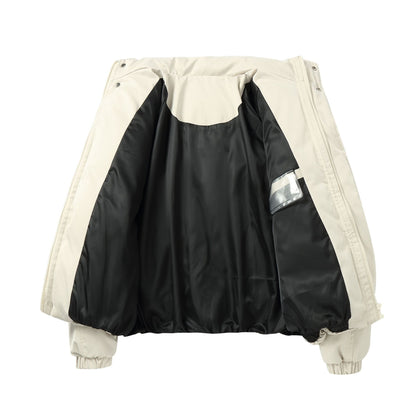 Women Quilted Boxy Bomber with high-collar buckle and diagonal zip pockets EVA-US