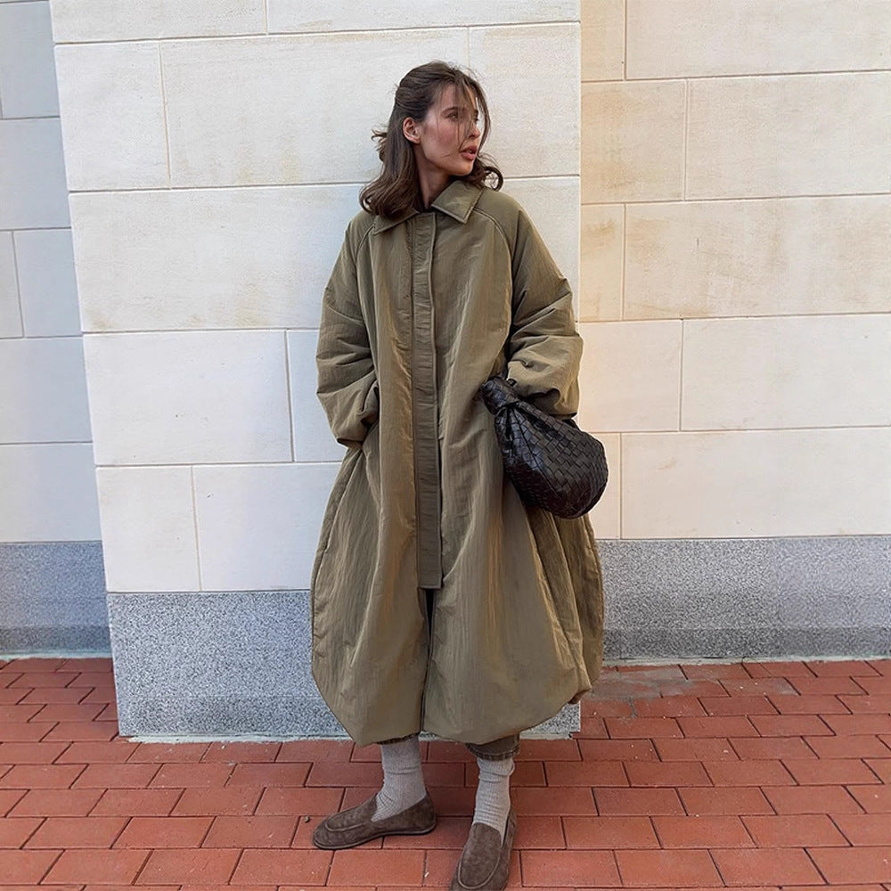 Women's Oversize Quilted Coat with Balloon Hem and Raglan Sleeves EVA-US