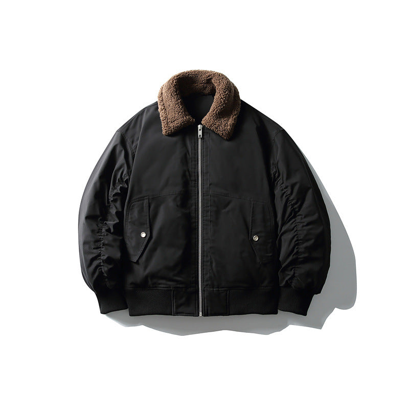 Men's Padded Pilot Bomber with Teddy Collar, Two-way Zipper and Flap Pockets EVA-US