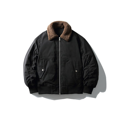 Men's Padded Pilot Bomber with Teddy Collar, Two-way Zipper and Flap Pockets EVA-US