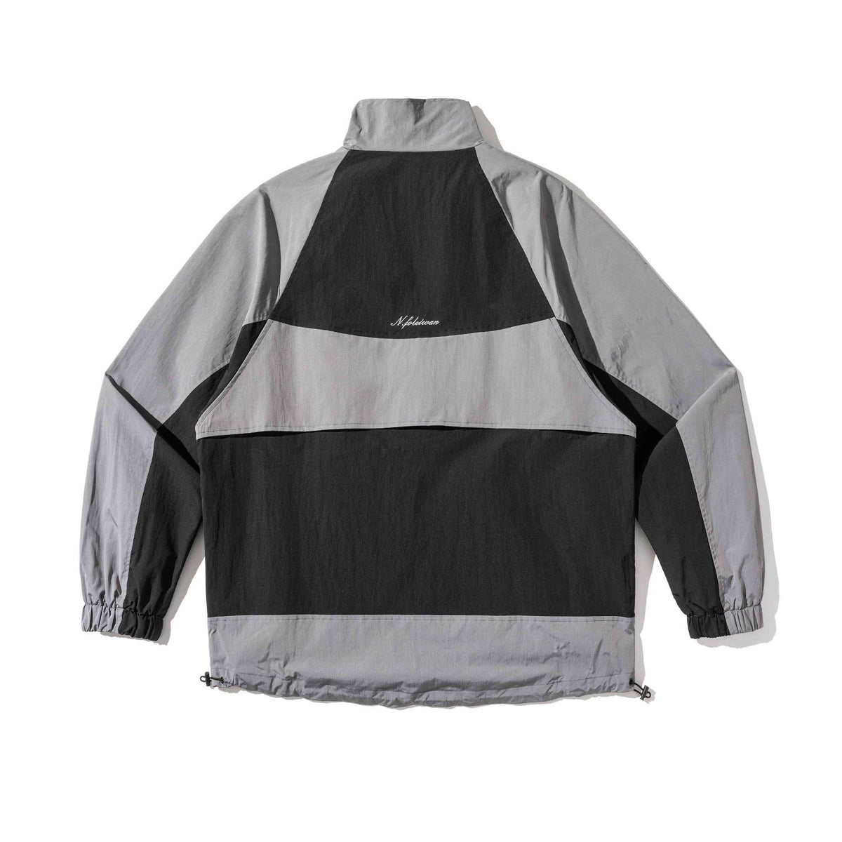 Unisex Lightweight Colorblock Windbreaker in Boxy Cut with High Stand-Up Collar and Drawstring Hem EVA-US