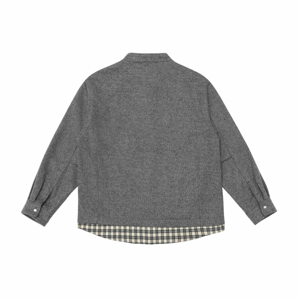Unisex Short Cut Wool Blend Blouson with Stand-Up Collar and Checked Interior Band EVA-US
