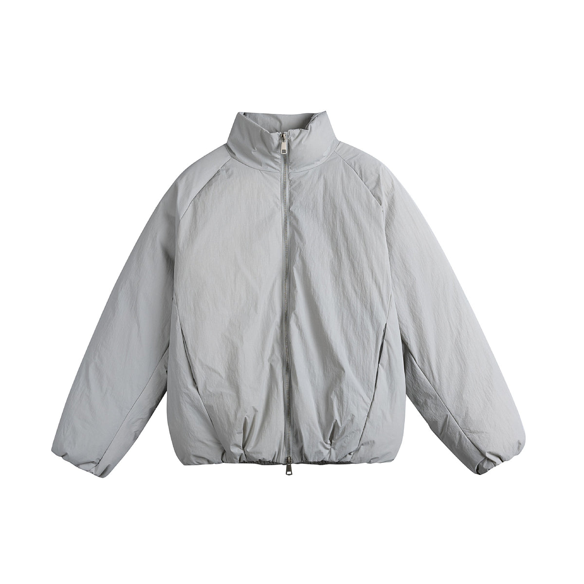 Unisex Oversize Quilted Jacket with High Stand Collar and Two-Way Zip EVA-US
