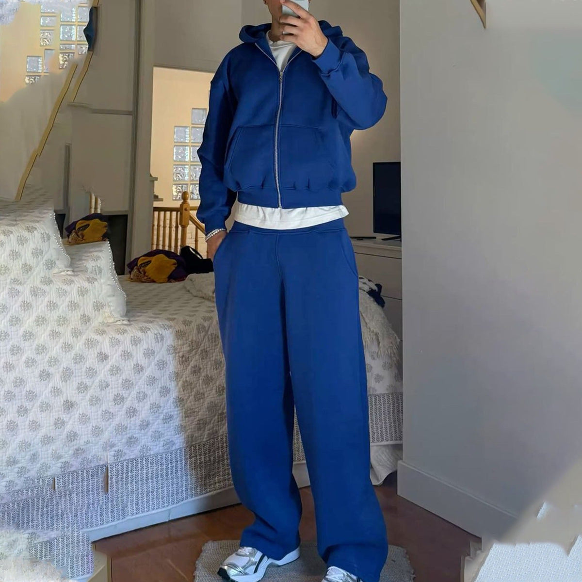 Men's Nan Oversize Zip Hoodie and Relaxed Sweatpants Set EVA-US
