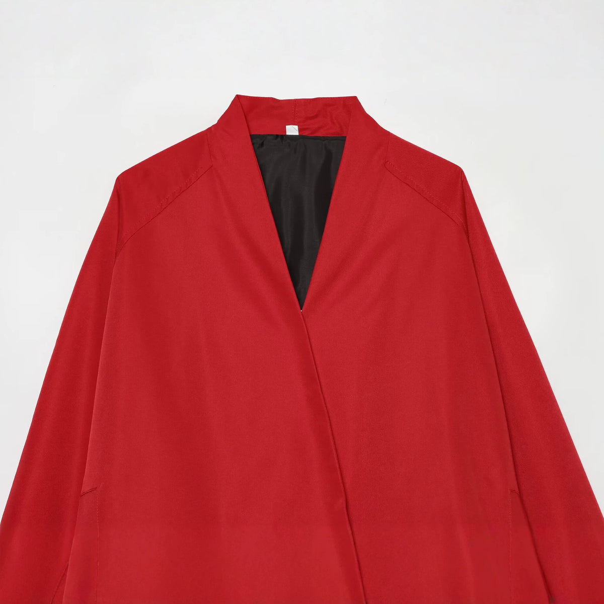Women's bomber-style short jacket with kimono collar, balloon sleeves, and elastic hem EVA-US