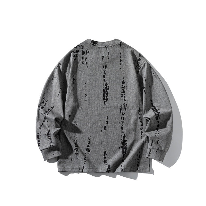 Unisex Oversize-Longsleeve Shirt with Batik and Destroyed Effect EVA-US