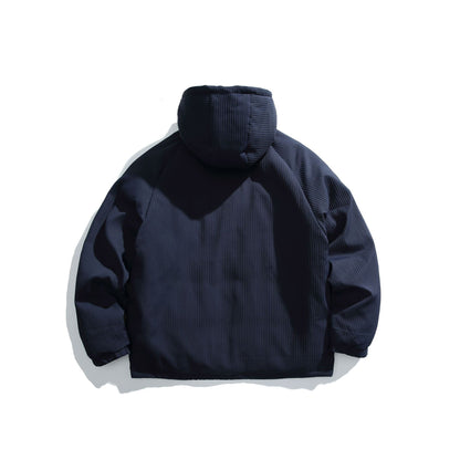Men's quilted jacket with hood and ribbed textured fabric EVA-US