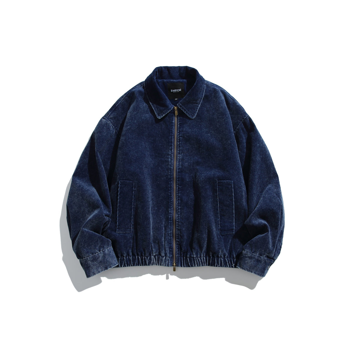 Unisex Corduroy Bomber Jacket with Zipper and Elastic Hem EVA-US