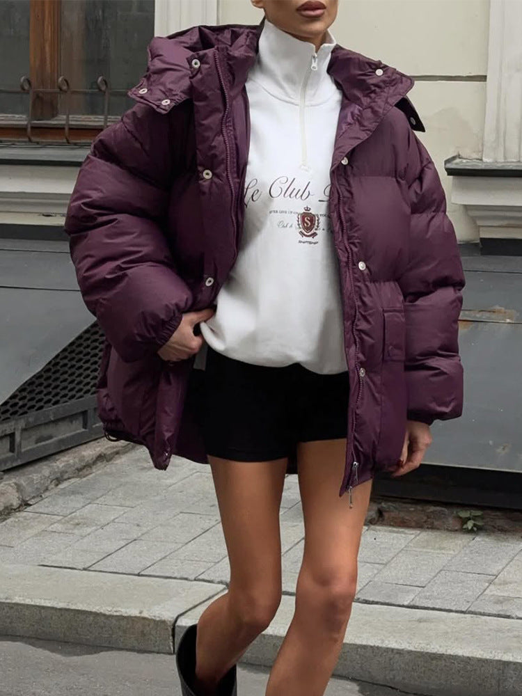 Women’s Oversized Padded Jacket with Hood and Quilted Thermal Lining EVA-US