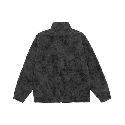 Men's Boxy Utility Blouson Jacket in Velour Look with Stand-up Collar and Multiple Pockets EVA-US