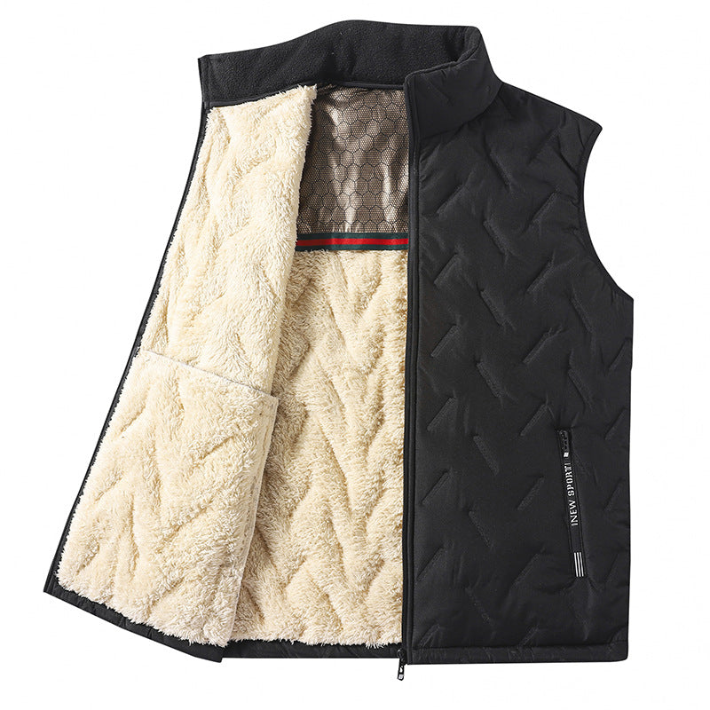 Men's quilted insulation vest with Sherpa lining, wind-resistant outer layer and zippered pockets EVA-US
