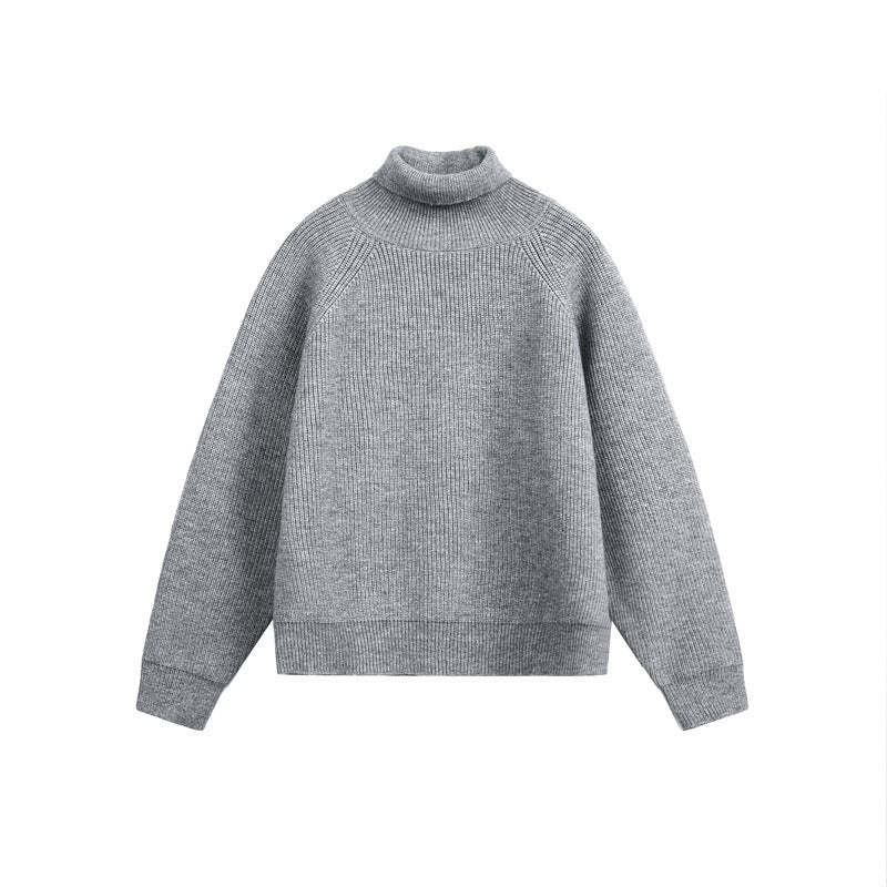 Unisex turtleneck sweater made of coarse ribbed knit with raglan sleeves and straight hem EVA-US