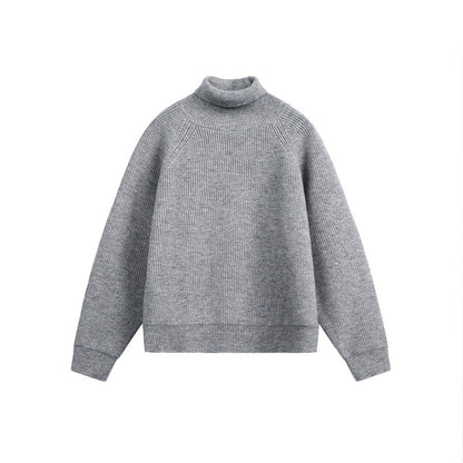Unisex turtleneck sweater made of coarse ribbed knit with raglan sleeves and straight hem EVA-US