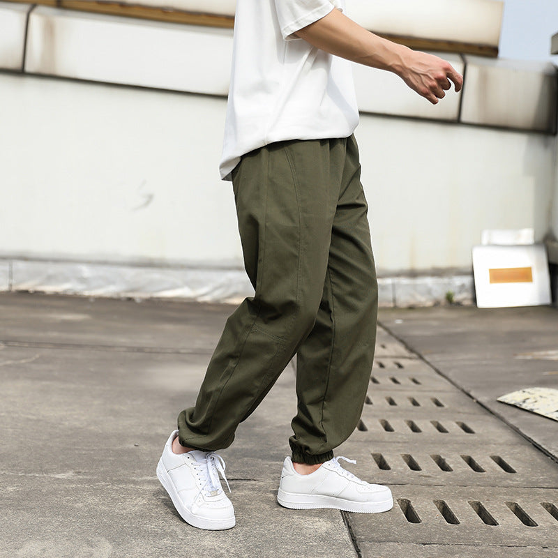 Men's Casual Cargo Pants with Elastic Waistband and Practical Side Pockets EVA-US