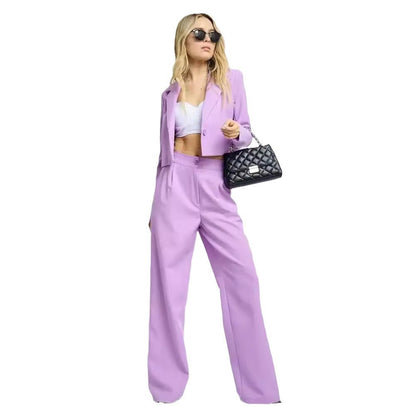 Women Two-Piece Set with Cropped Blazer