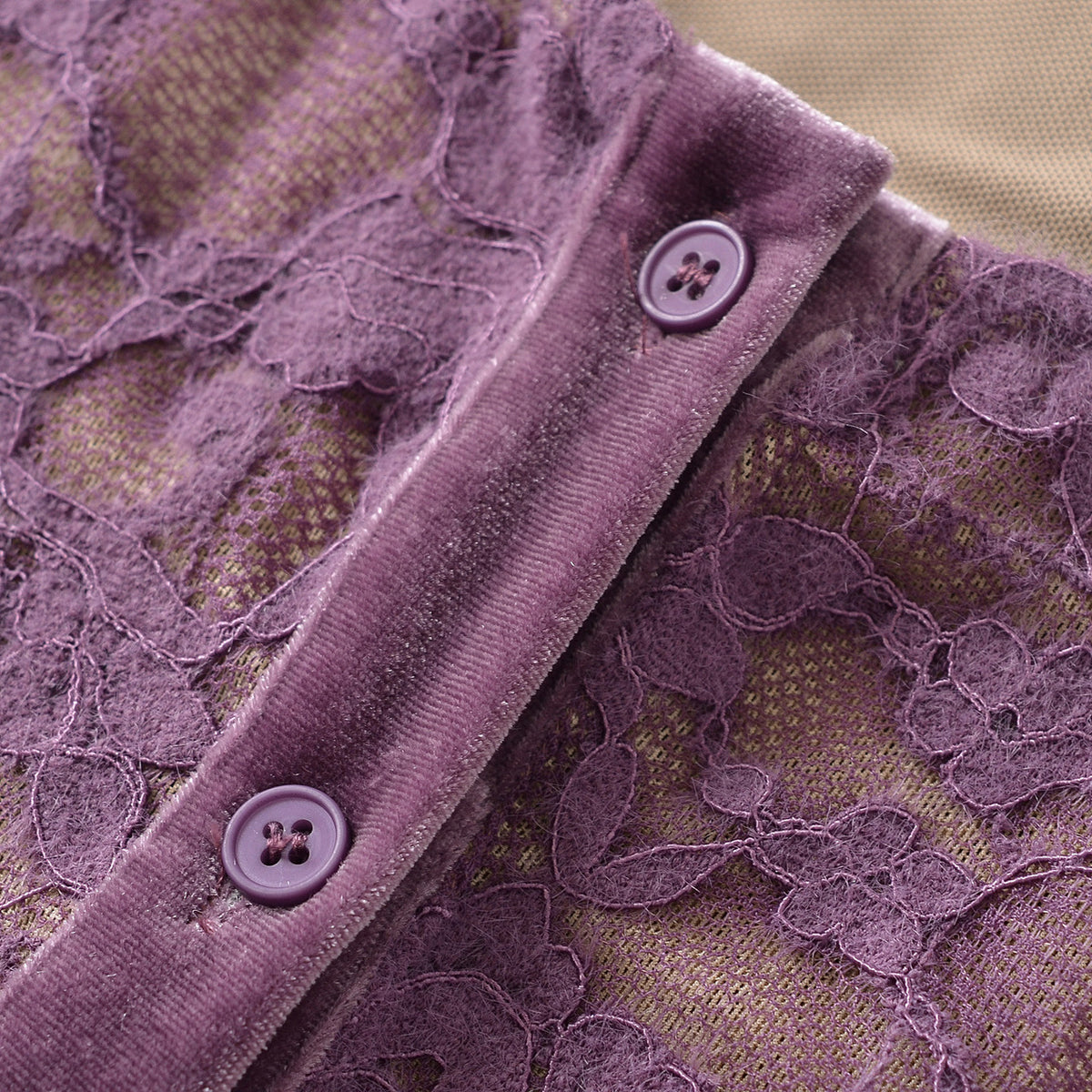 Ladies Fine Lace Cardigan with Matching Under Top and Velvet Trim EVA-US