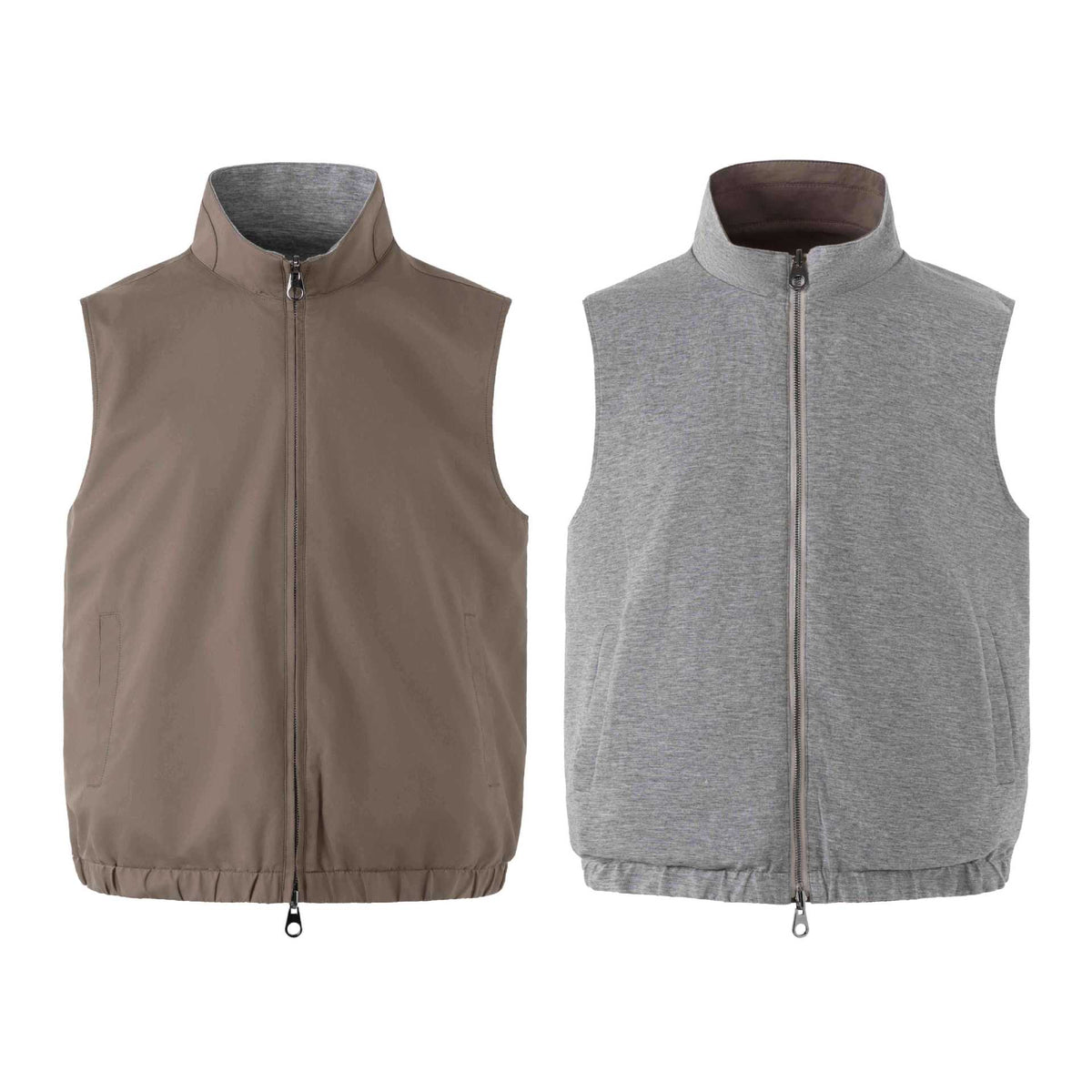 Unisex Reversible Padded Vest with High Stand-Up Collar and Elastic Hem EVA-US