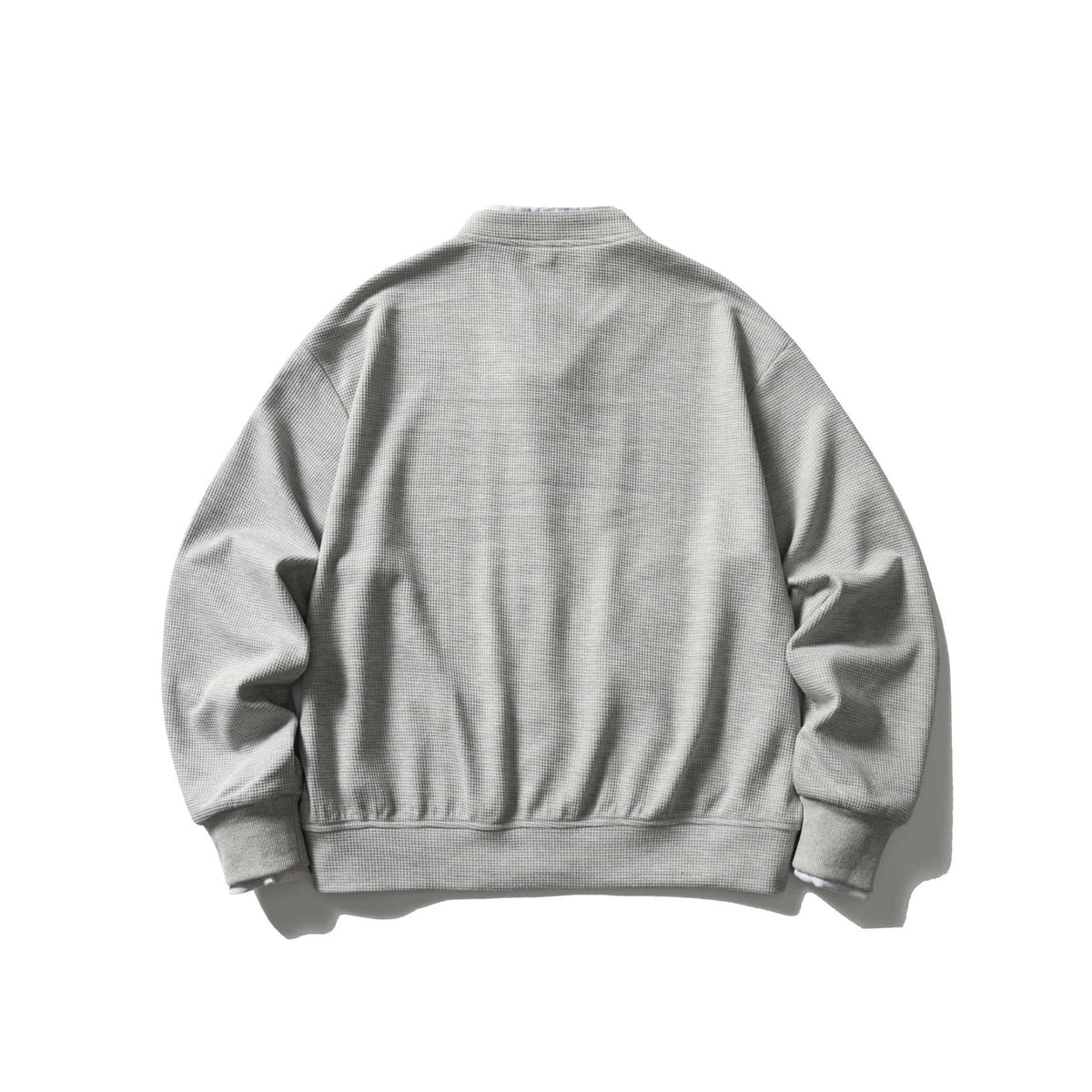 Unisex Short Cut Boxy Blouson Jacket with Waffle Structure, Stand-Up Collar and Contrast Piping EVA-US