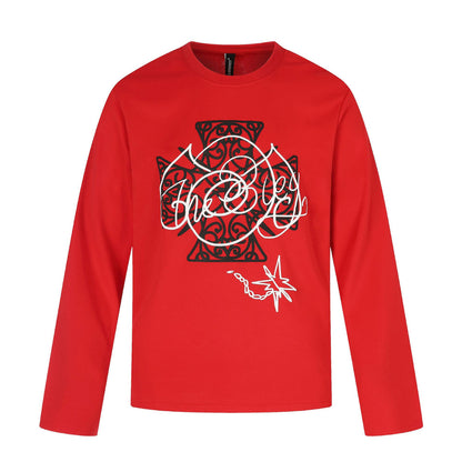 Women's Long Sleeve Round Neck Shirt with Decorative Print EVA-US
