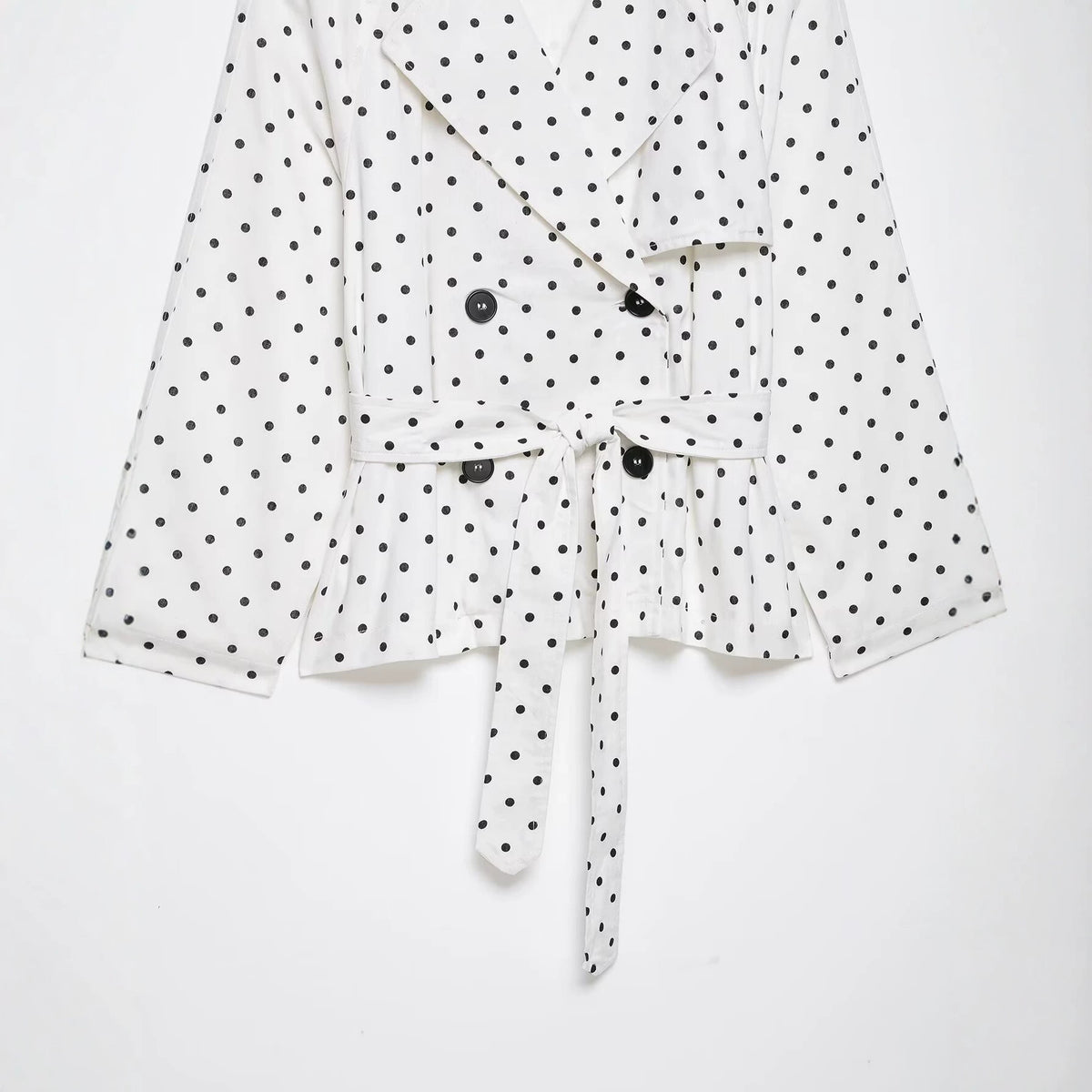 Women's short trench with waist belt and polka dot pattern EVA-US