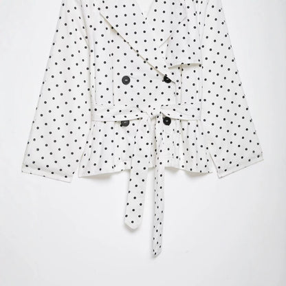 Women's short trench with waist belt and polka dot pattern EVA-US