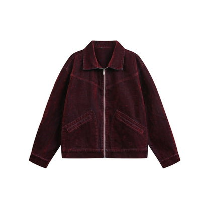 Unisex Boxy Blouson Jacket made of velours suede look with full zip and flap pockets EVA-US