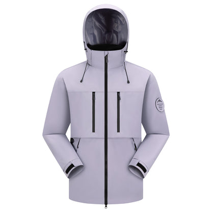 Men's Waterproof Breathable Softshell Outdoor Jacket with Adjustable Hood EVA-US