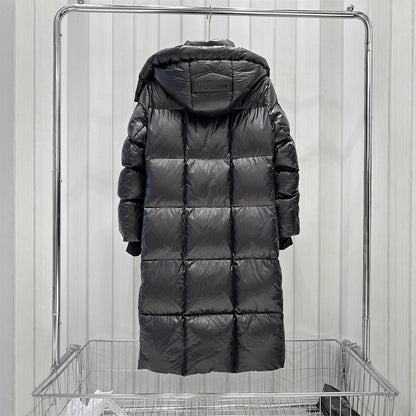 Women Long-cut quilted coat with high collar and warming down filling EVA-US