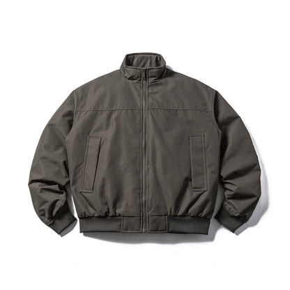 Men's Padded Bomber Jacket in Boxy Cut with High Stand-up Collar and Ribbed Hem EVA-US