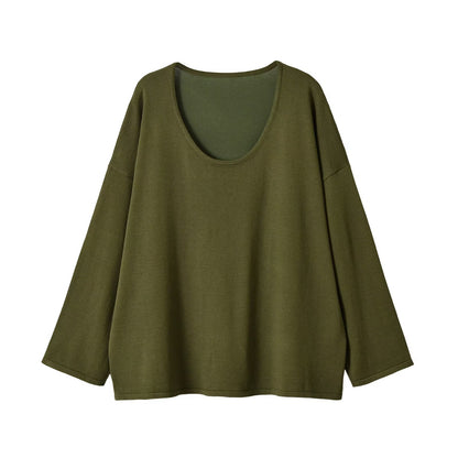 Women's Oversize Sweatshirt with deep round neckline and dropped shoulder EVA-US