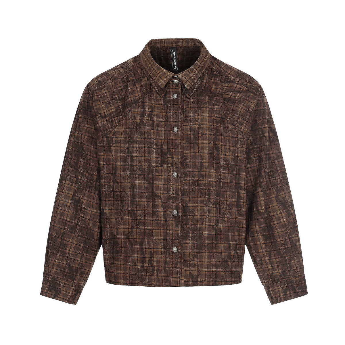 Men's Oversized Check Overshirt in Blouson Style with Distressed Finish EVA-US