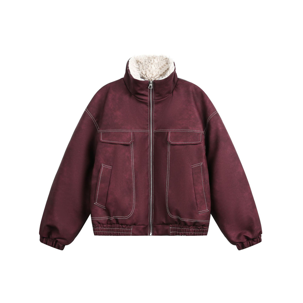 Men's Boxy Suede-Look Blouson with Teddy Lining and High Collar EVA-US